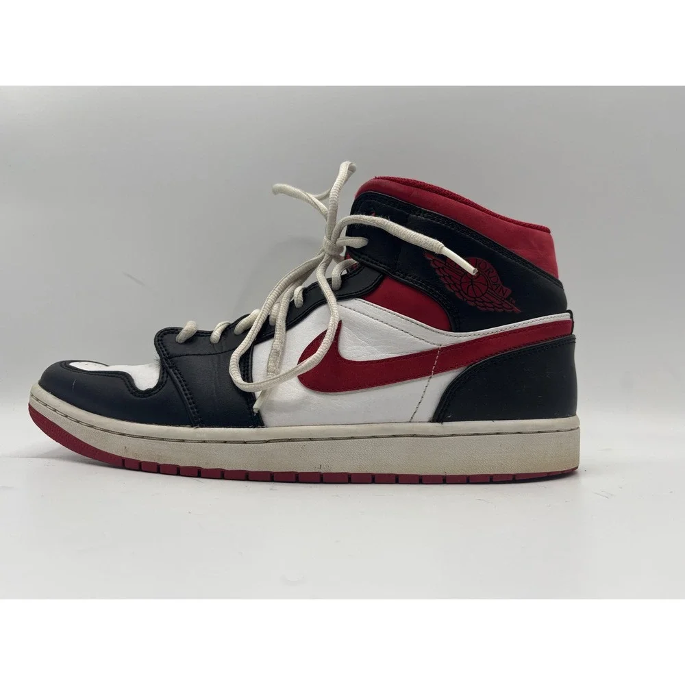 Nike Air Jordan 1 Mid White Gym Red Black Men's Size 11.5 Sneakers 554724-122